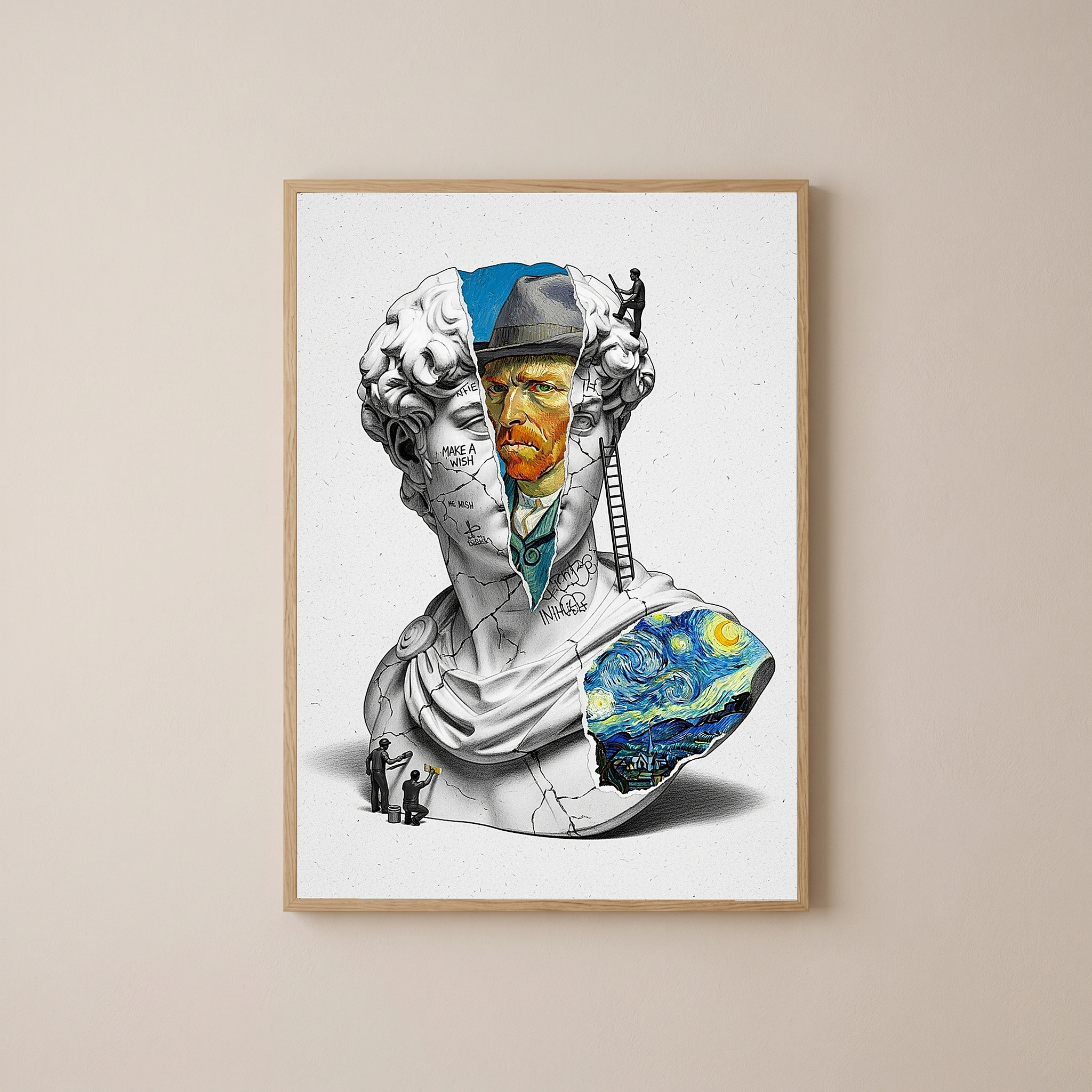 Van Gogh Starry Night — Surreal Altered Art Wall Print