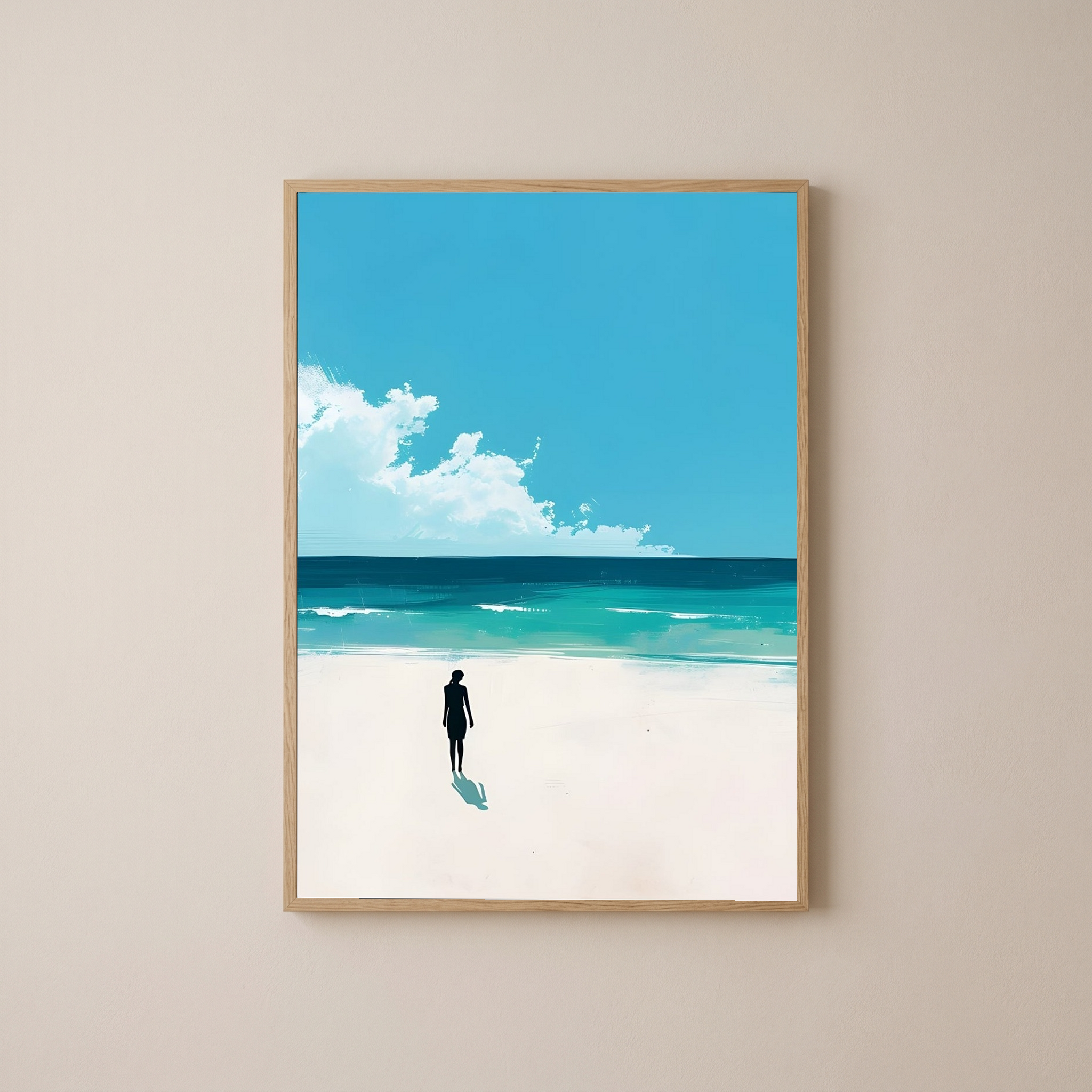 Waves Alone Wall Art Print — Peaceful Ocean Solitude Poster