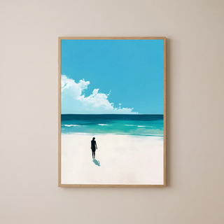 Waves Alone Wall Art Print — Peaceful Ocean Solitude Poster