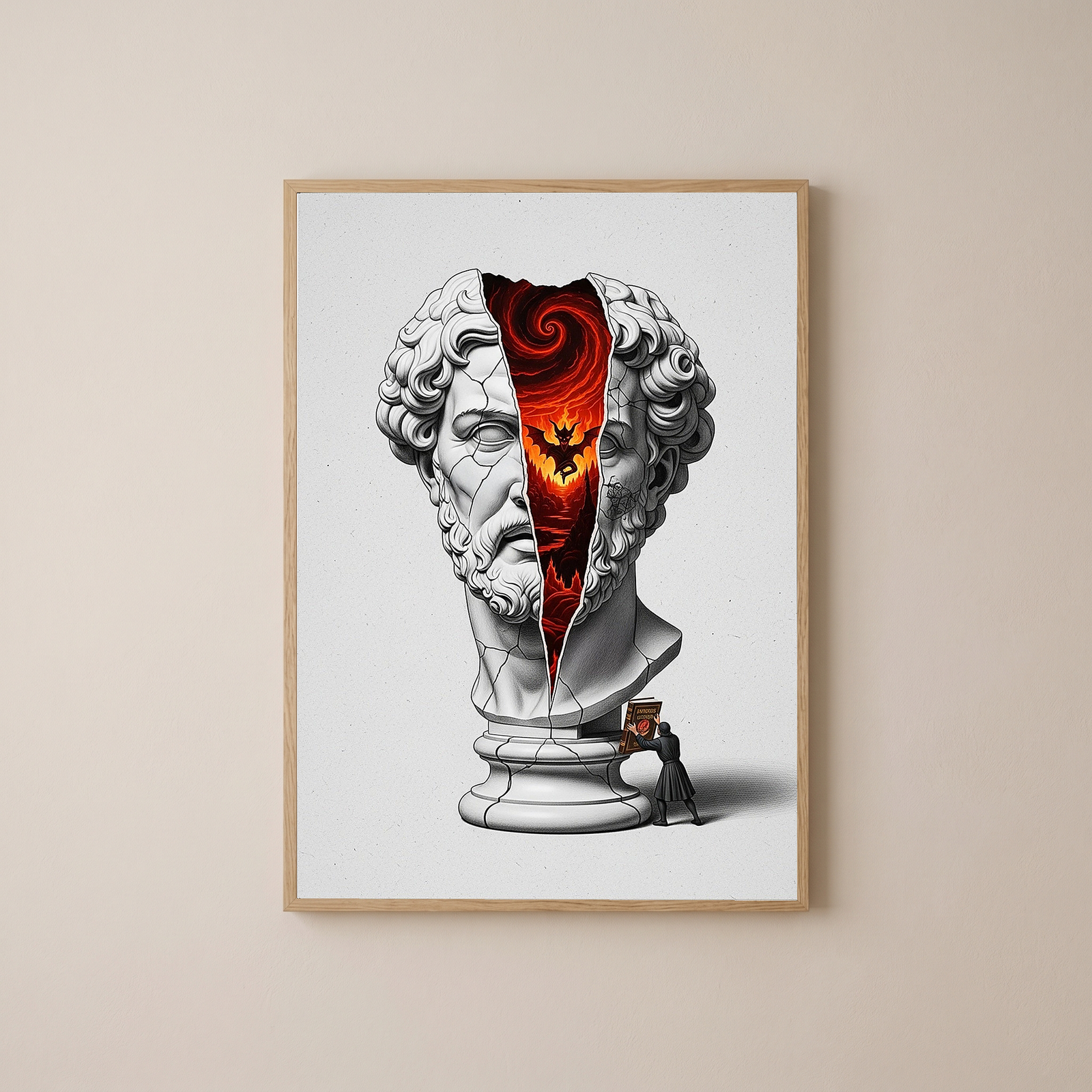 Inferno — Surreal Zeus Bust Wall Art Print