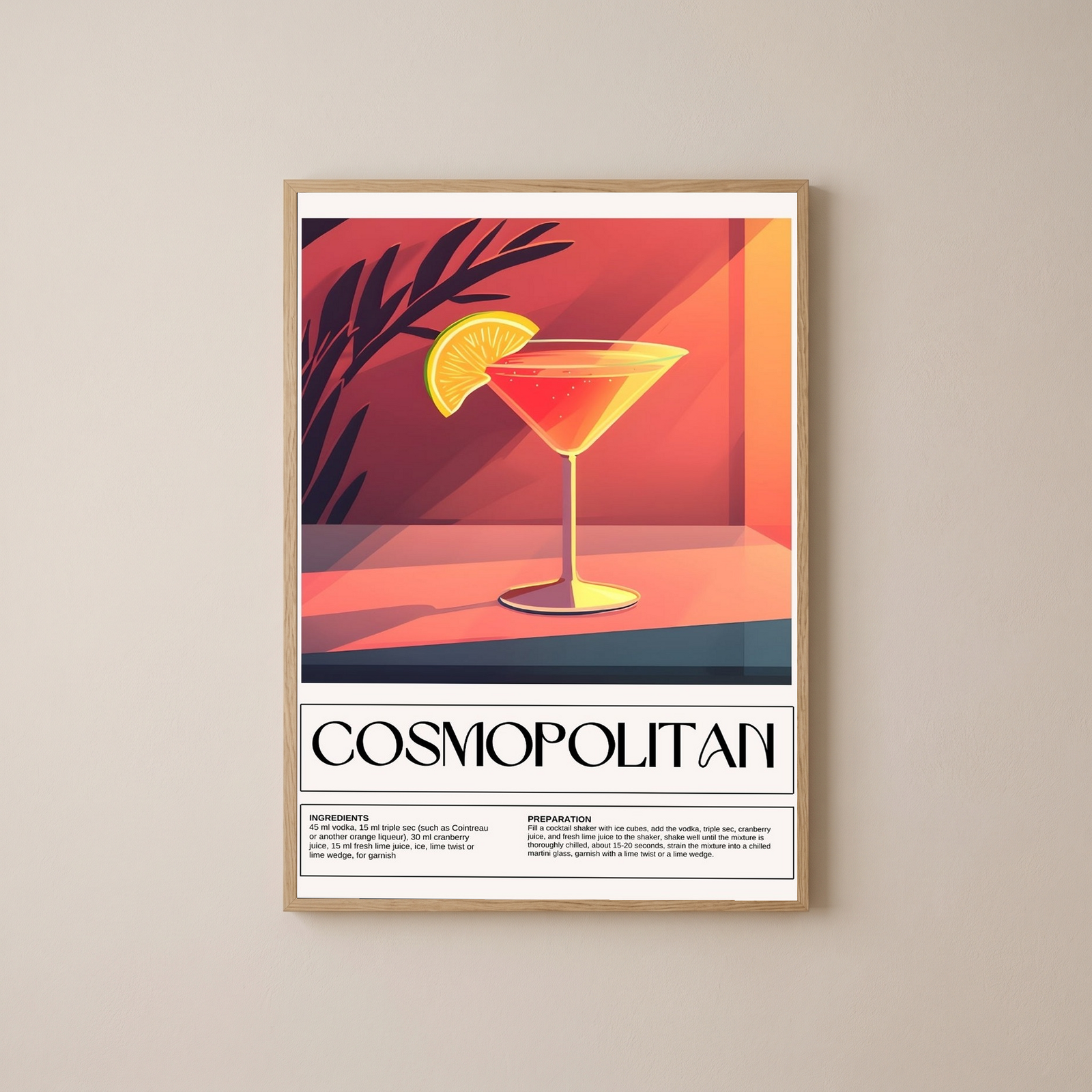 Cosmopolitan Wall Art Print — Pink Cocktail Poster