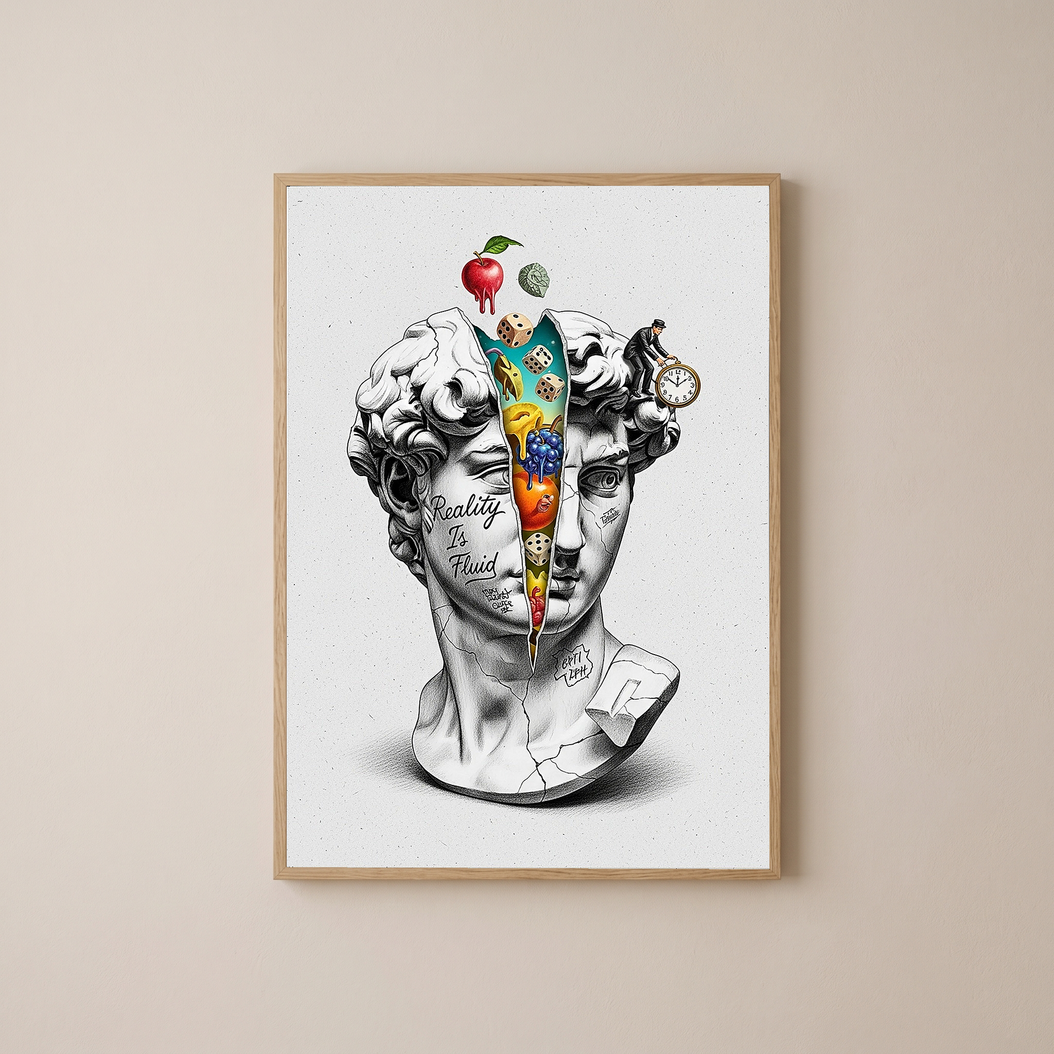 Reality is Fluid — Surreal David Bust Wall Art Print