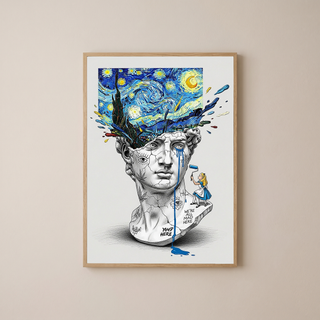 We're All Mad Here Van Gogh — Surreal Self-Portrait Wall Art Print