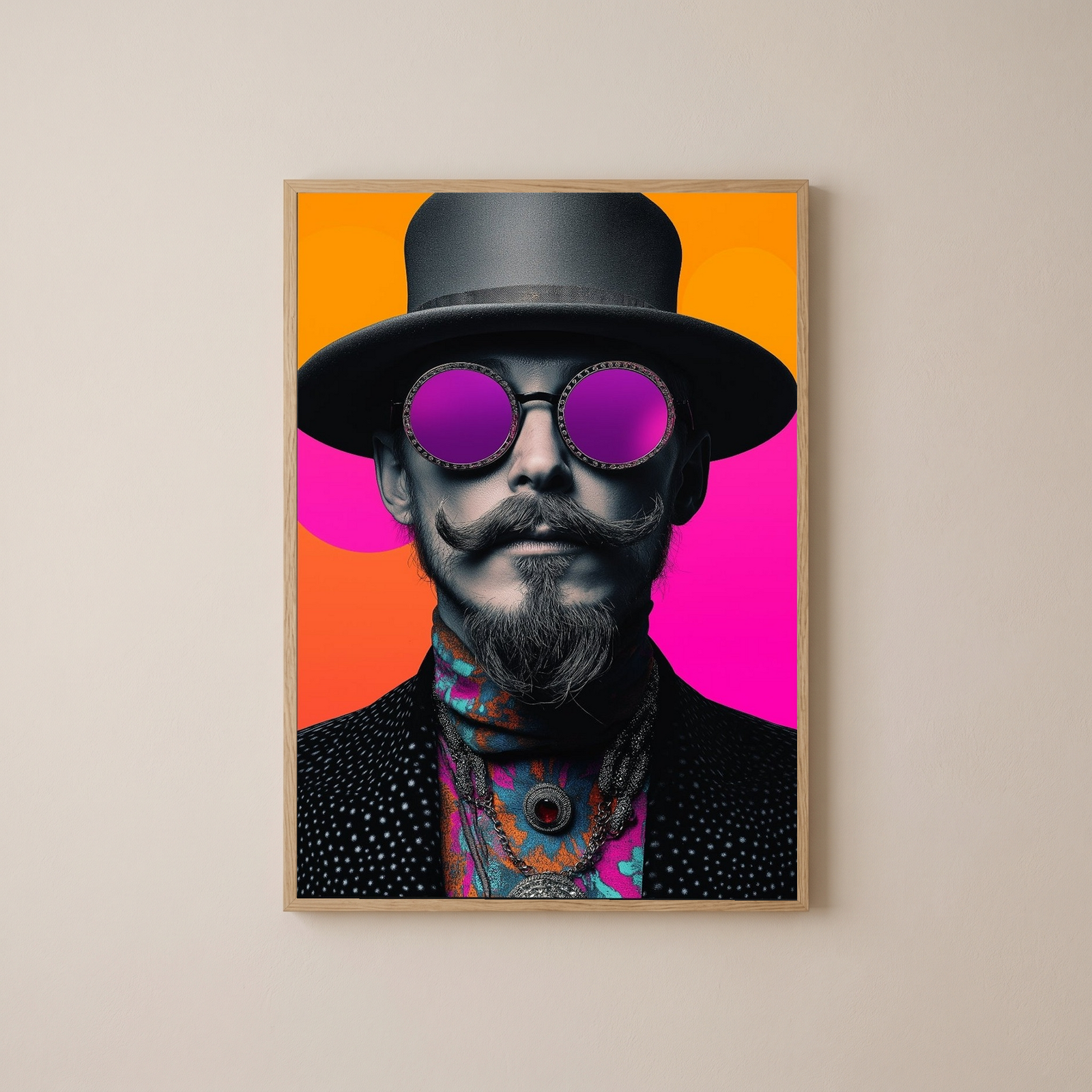 Neon Mystique Wall Art Print — Mysterious Pop Portrait Poster