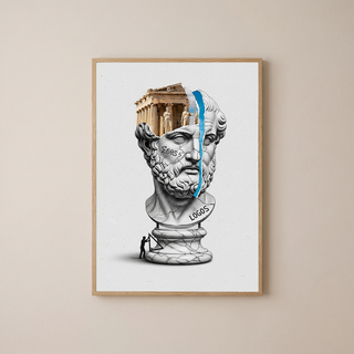 Logos Parthenon — Surreal Philosopher Bust Wall Art Print