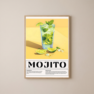 The Mojito Wall Art Print — Classic Cuban Rum Cocktail Poster