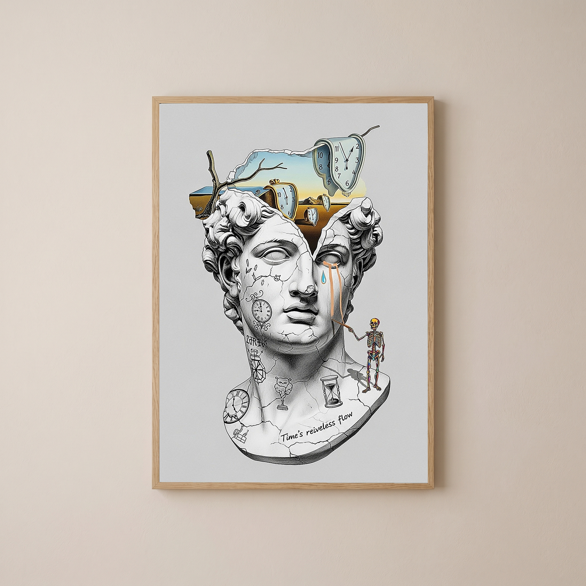 Flow of Time Dali — Surreal Melting Clocks Wall Art Print