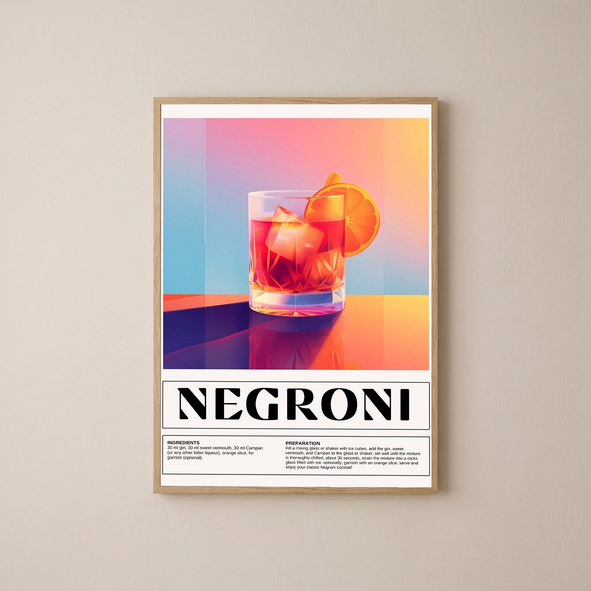 Negroni Wall Art Print — Italian Classic Cocktail Poster