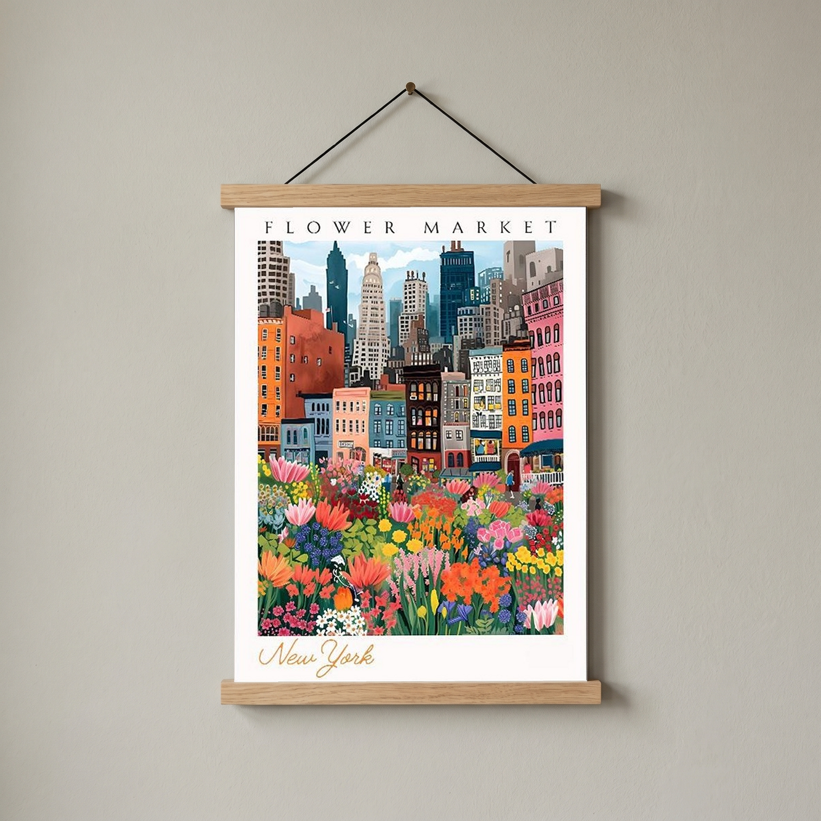 New York Flower Market — Vibrant Cityscape Botanical Wall Art Print