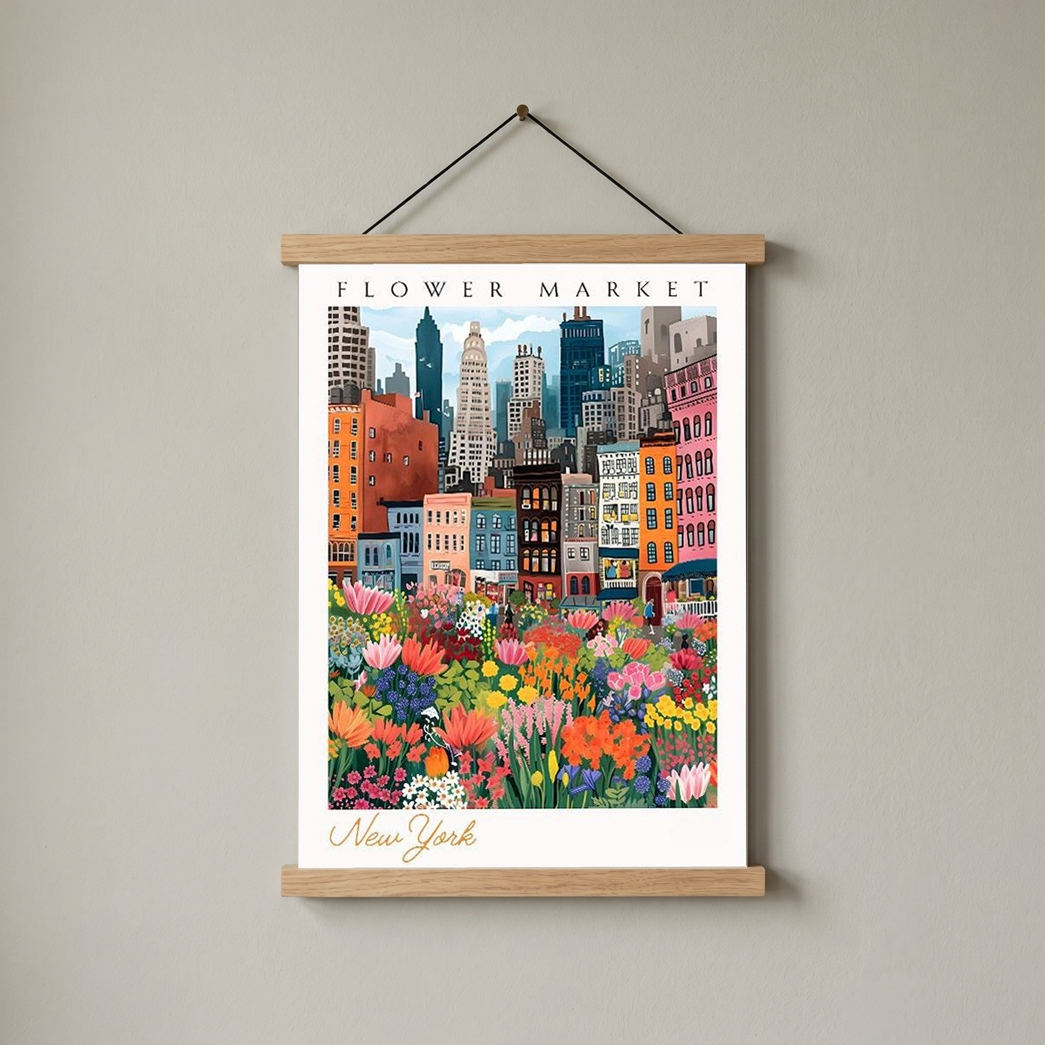 New York Flower Market — Vibrant Cityscape Botanical Wall Art Print