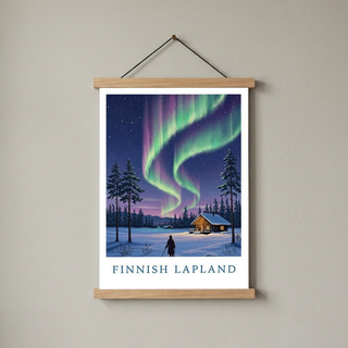 Finnish Lapland — Northern Lights Cabin Winter Wall Art Print