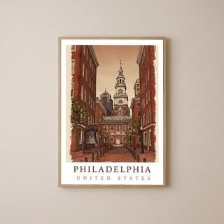 Philadelphia USA — Independence Hall Historic Wall Art Print
