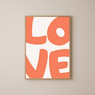 LOVE Poster — Bold Minimalist Typography Orange Wall Art Print