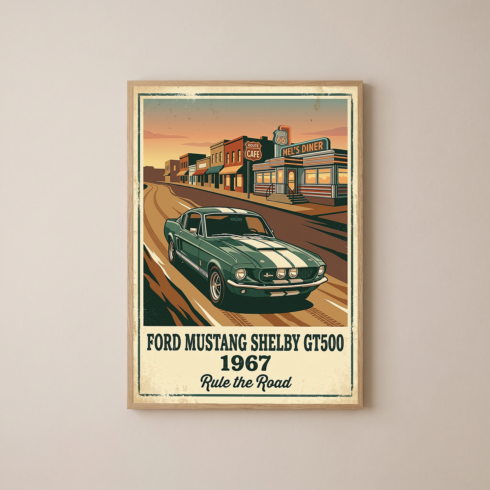 Ford Mustang Shelby GT500 1967 V3 Poster — Route 66 Vintage Diner Print
