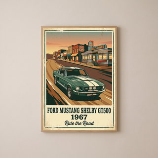 Ford Mustang Shelby GT500 1967 V3 Poster — Route 66 Vintage Diner Print