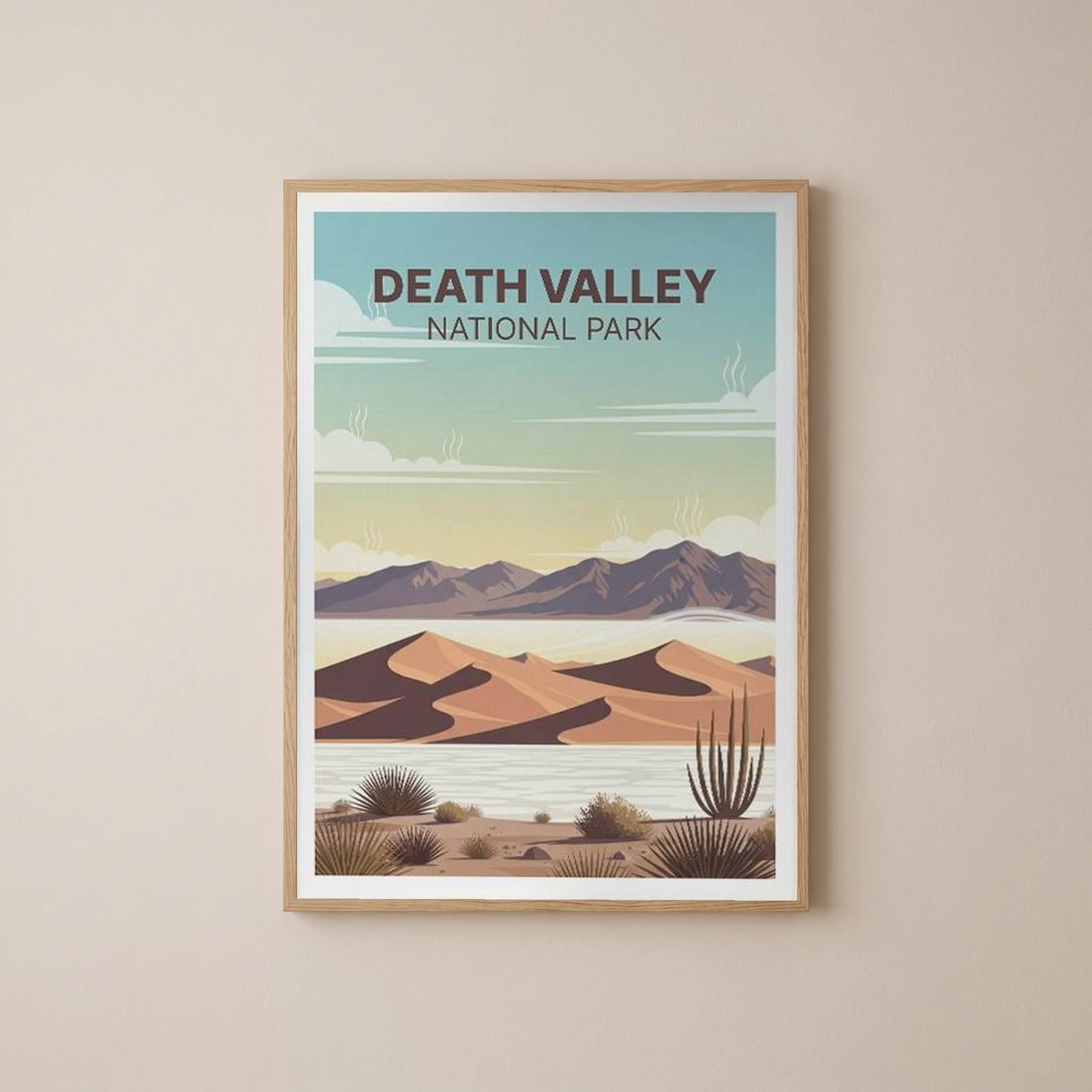 Death Valley National Park Poster — Vintage Sand Dunes Desert Mountain Print