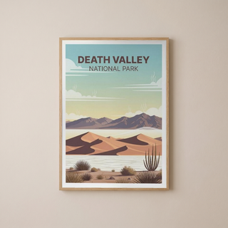 Death Valley National Park Poster — Vintage Sand Dunes Desert Mountain Print