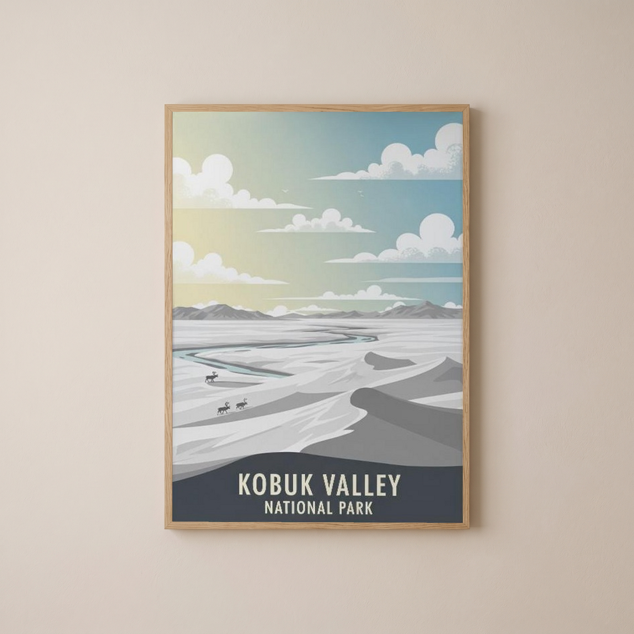 Kobuk Valley National Park Poster — Vintage Alaska Arctic Sand Dunes Caribou