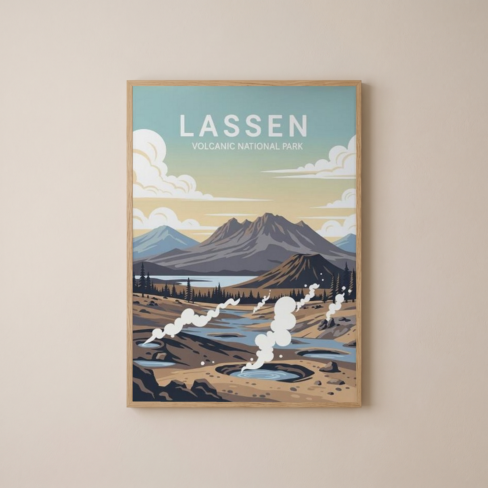 Lassen Volcanic National Park Poster — Vintage California Hydrothermal Print