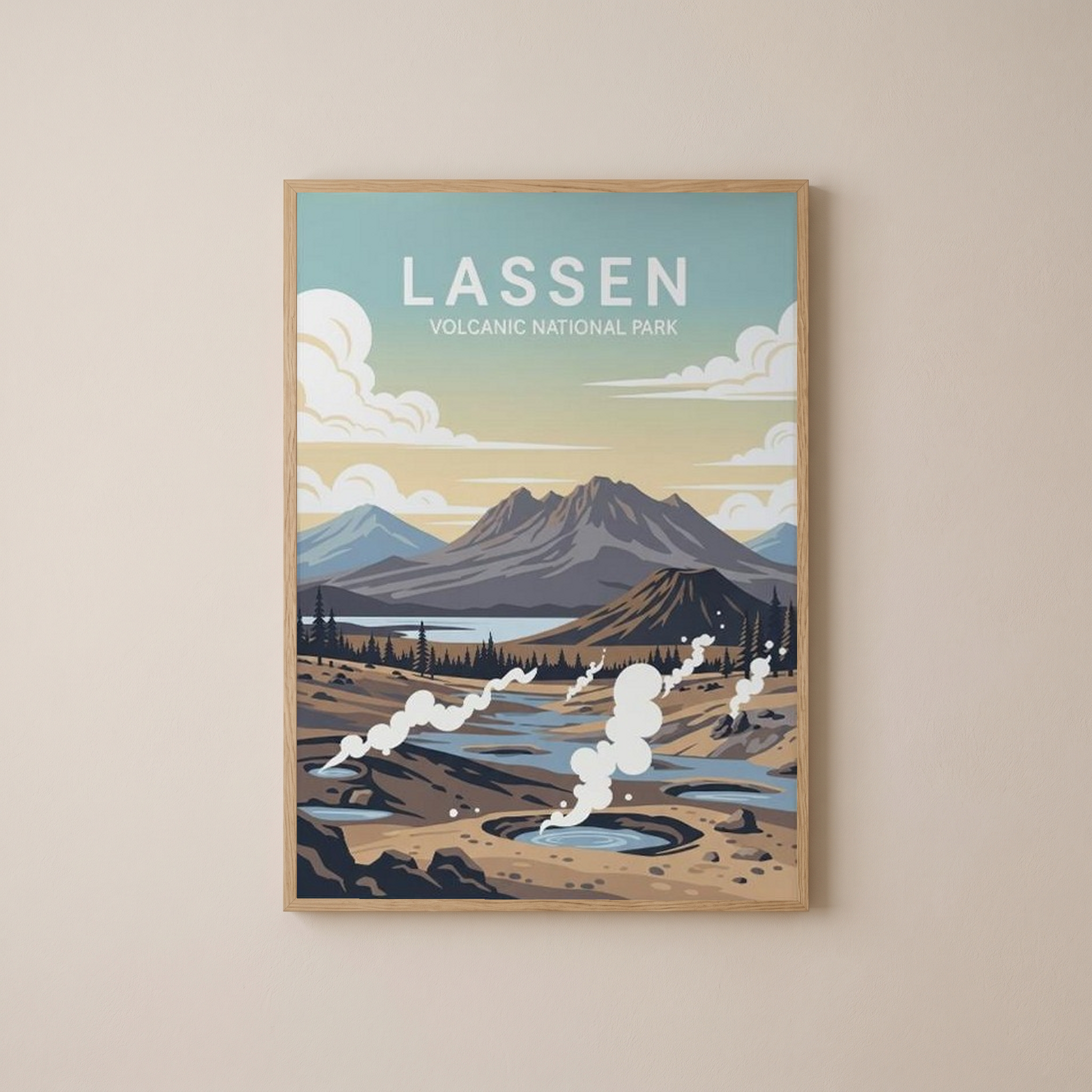 Lassen Volcanic National Park Poster — Vintage California Hydrothermal Print