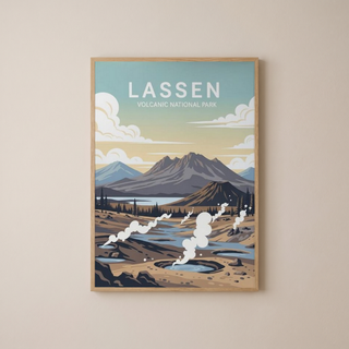 Lassen Volcanic National Park Poster — Vintage California Hydrothermal Print
