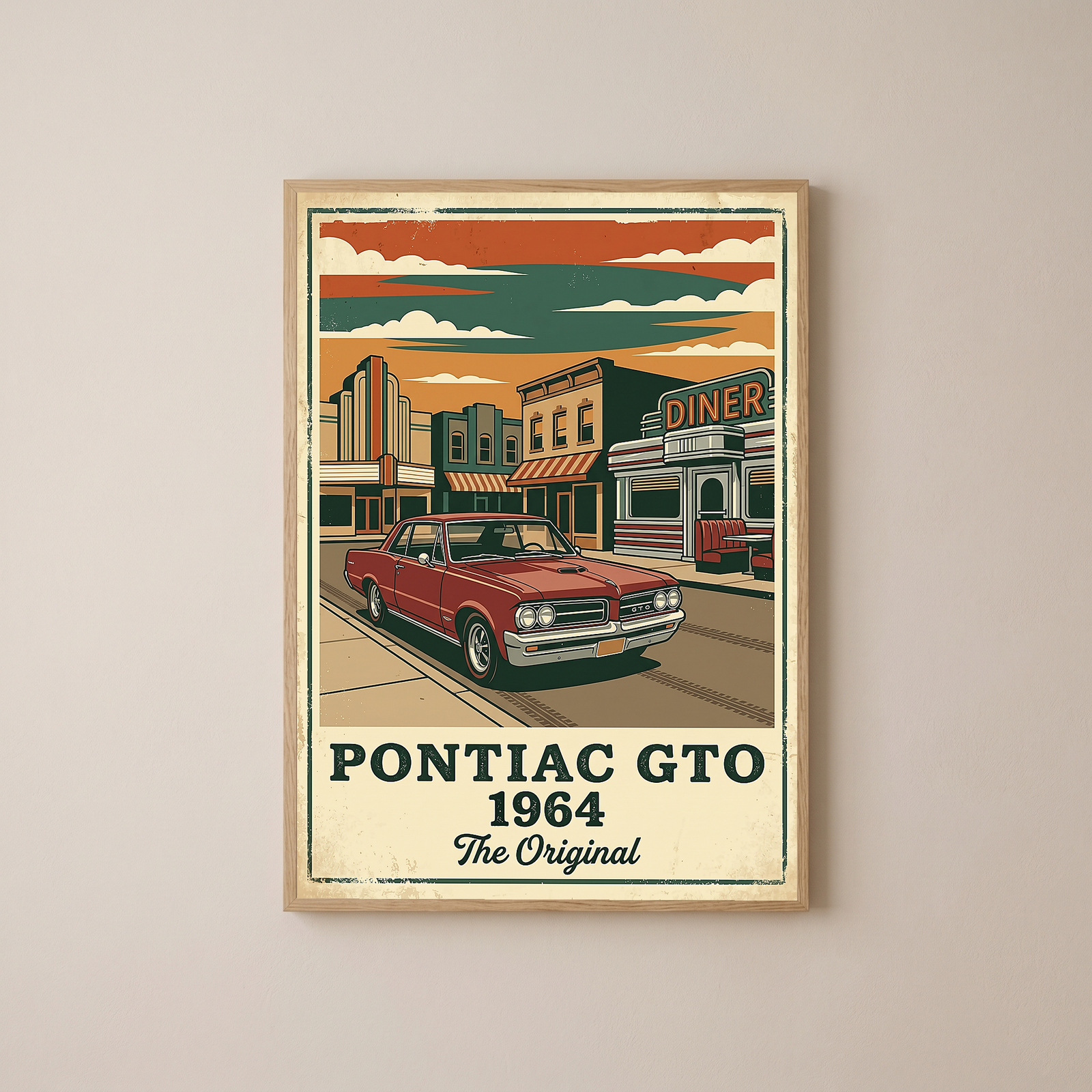 Pontiac GTO 1964 Poster — Vintage Muscle Car Diner Main Street Print