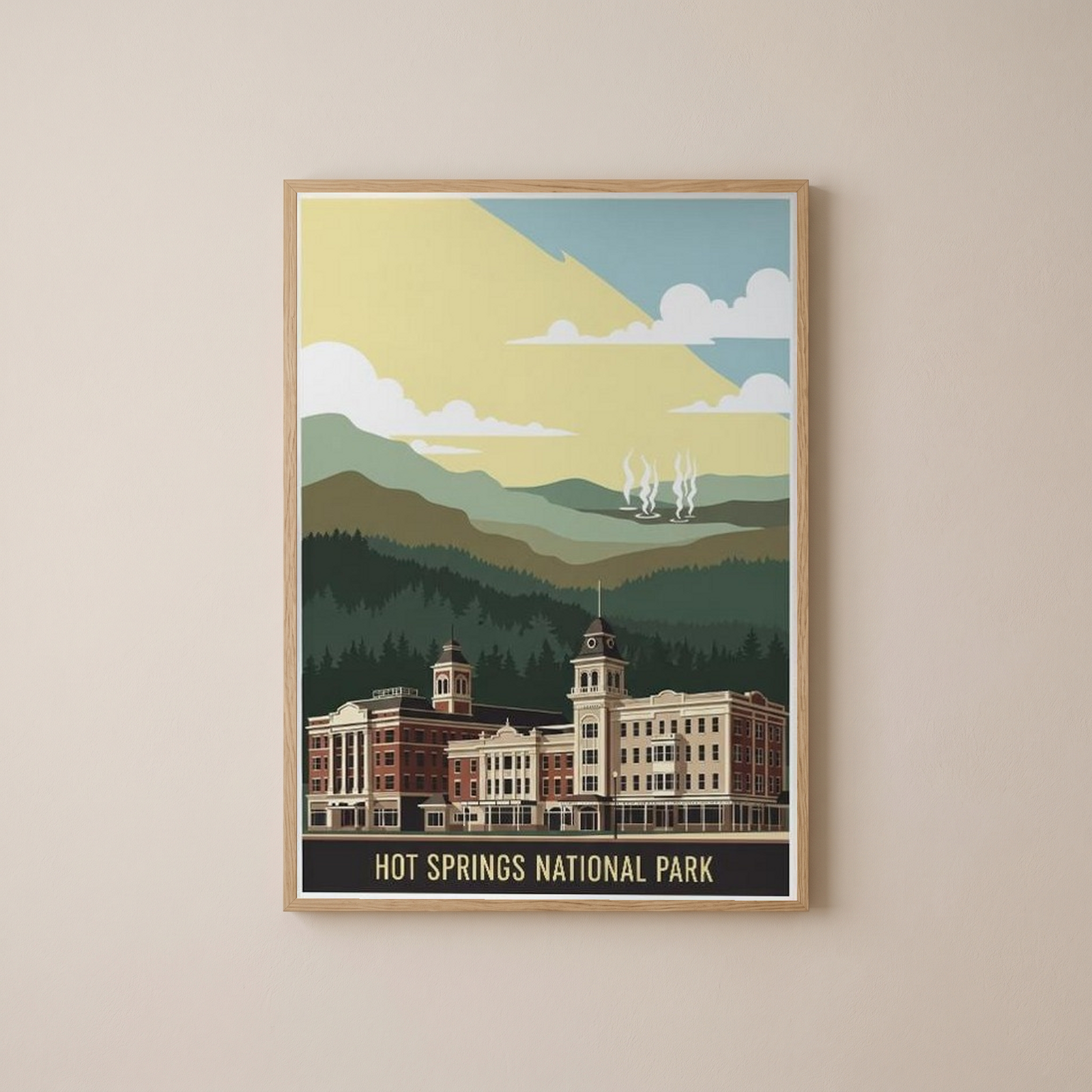 Hot Springs National Park Poster — Vintage Arkansas Bathhouse Row Print