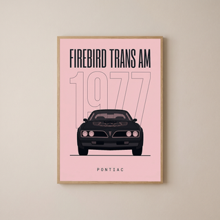 Pontiac Firebird Trans Am 1977 Minimalist Poster — Blush Pink Muscle Line Art