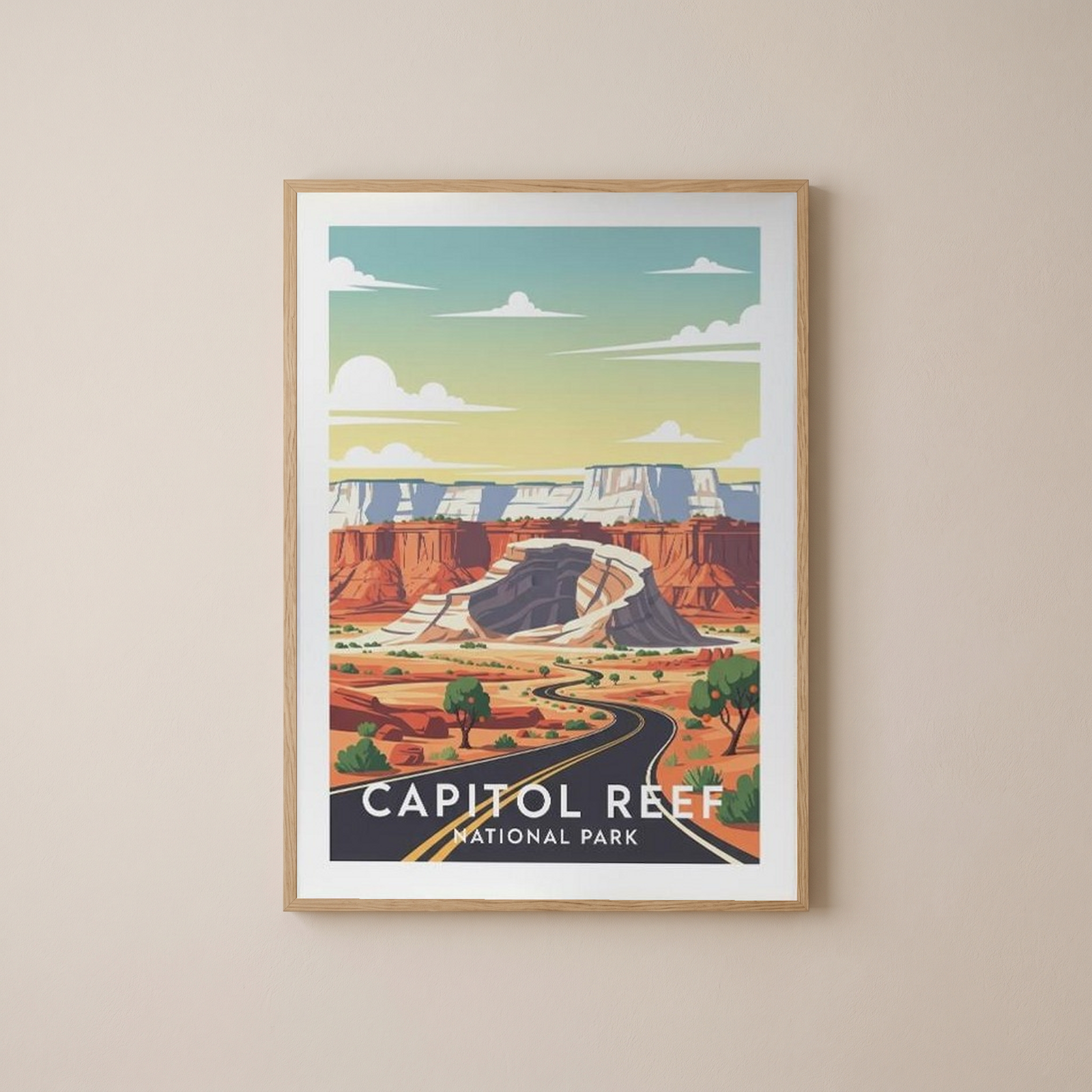 Capitol Reef National Park Poster — Vintage Utah Waterpocket Fold Print