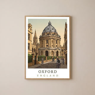 Oxford England Travel Poster — Radcliffe Camera University City Print