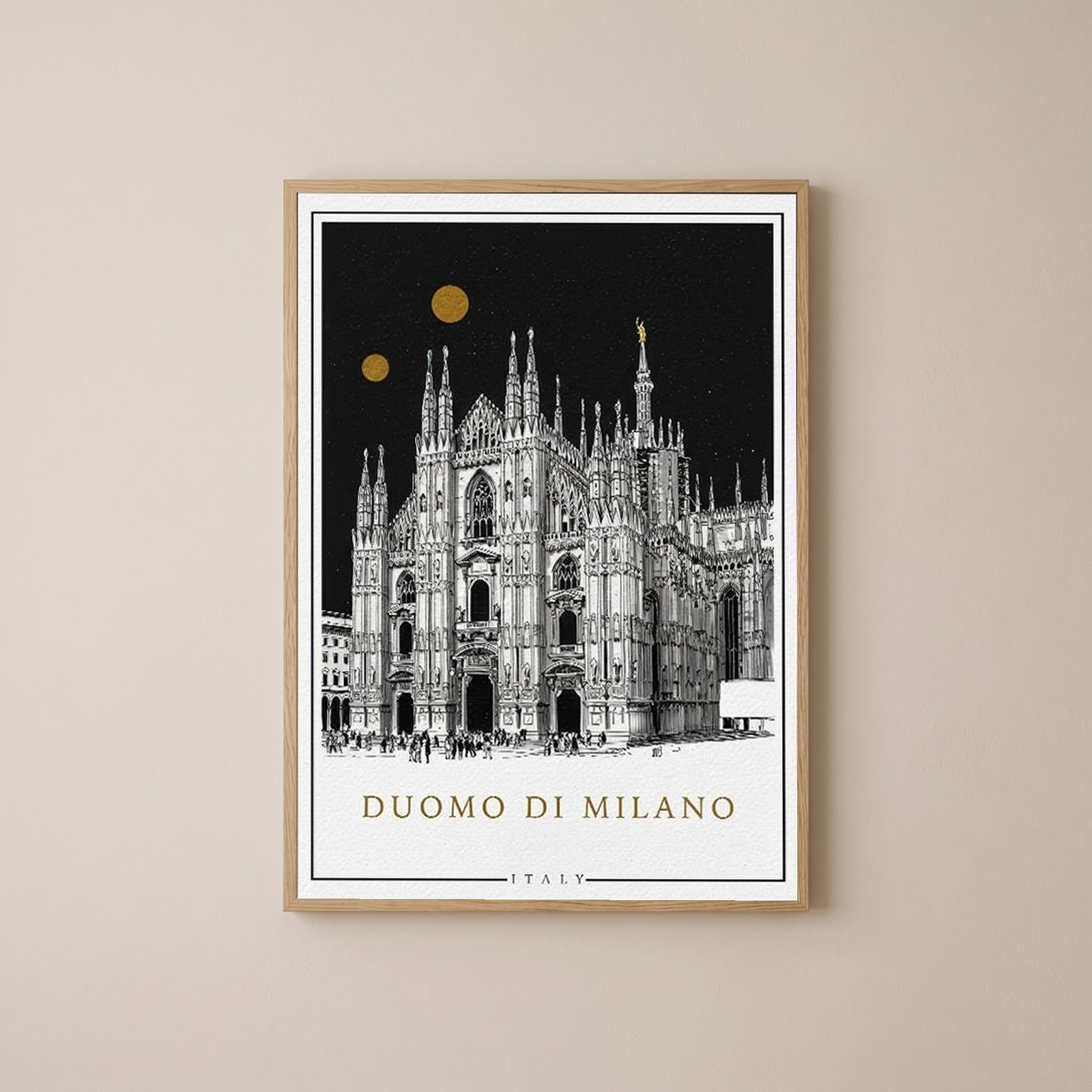 Duomo di Milano Italy Poster — Milan Cathedral Gold Moons Print