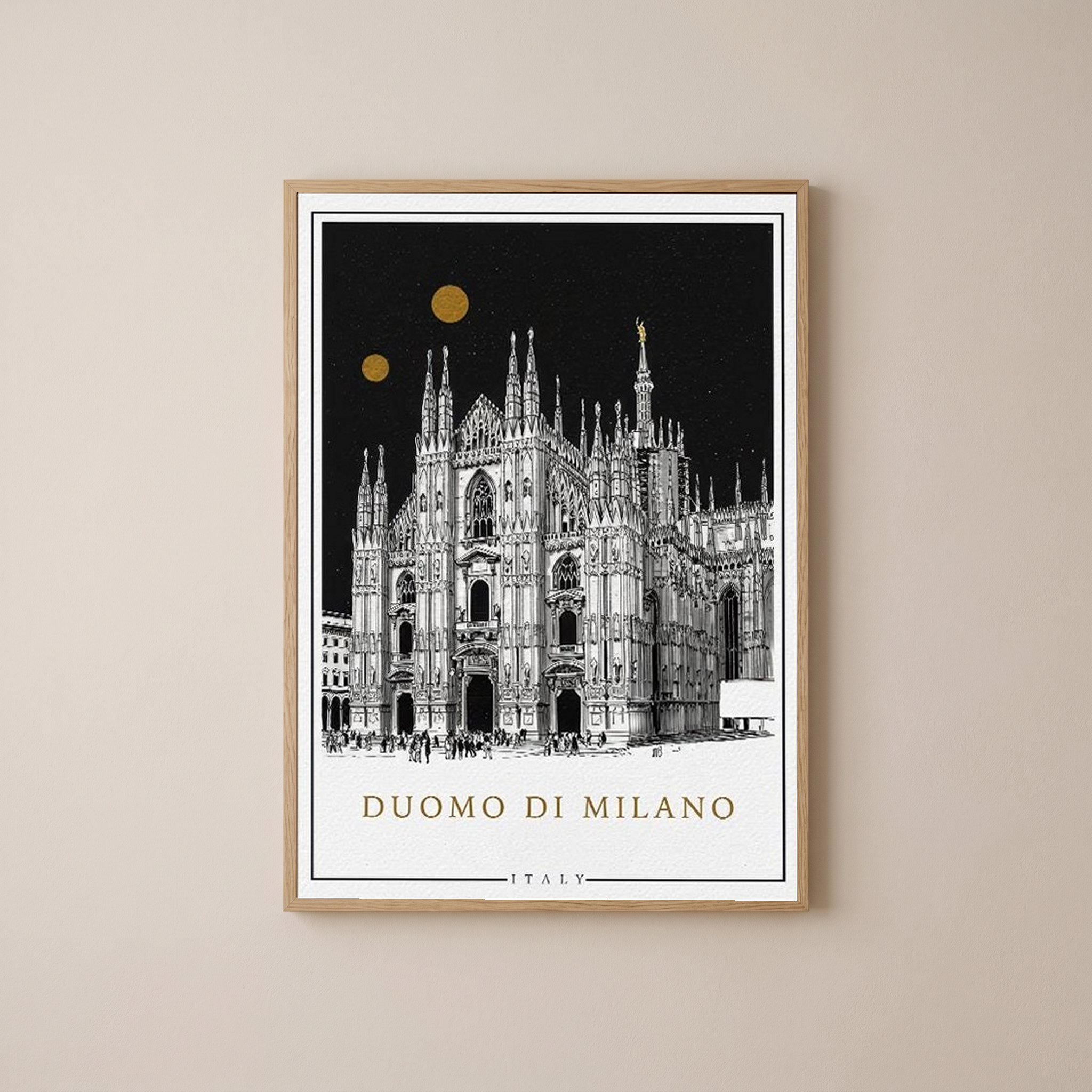 Duomo di Milano Italy Poster — Milan Cathedral Gold Moons Print