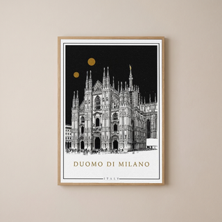 Duomo di Milano Italy Poster — Milan Cathedral Gold Moons Print