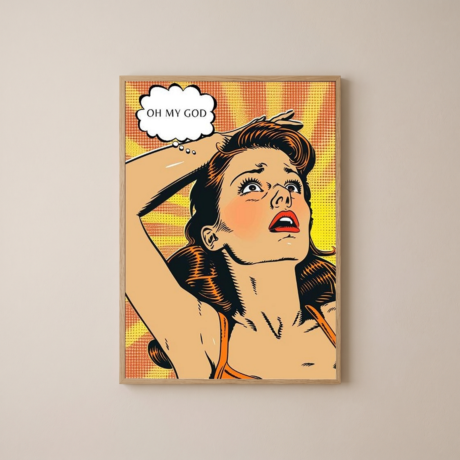 Pop Art Oh My God Poster — Retro Comic Girl Lichtenstein Print