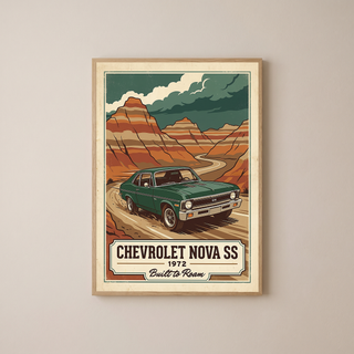 Chevrolet Nova SS 1972 V3 Poster — Vintage Muscle Badlands Canyon Print