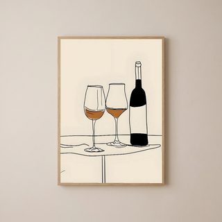 Minimalist Wine Line Art Print – Modern Kitchen & Bar Cart Poster