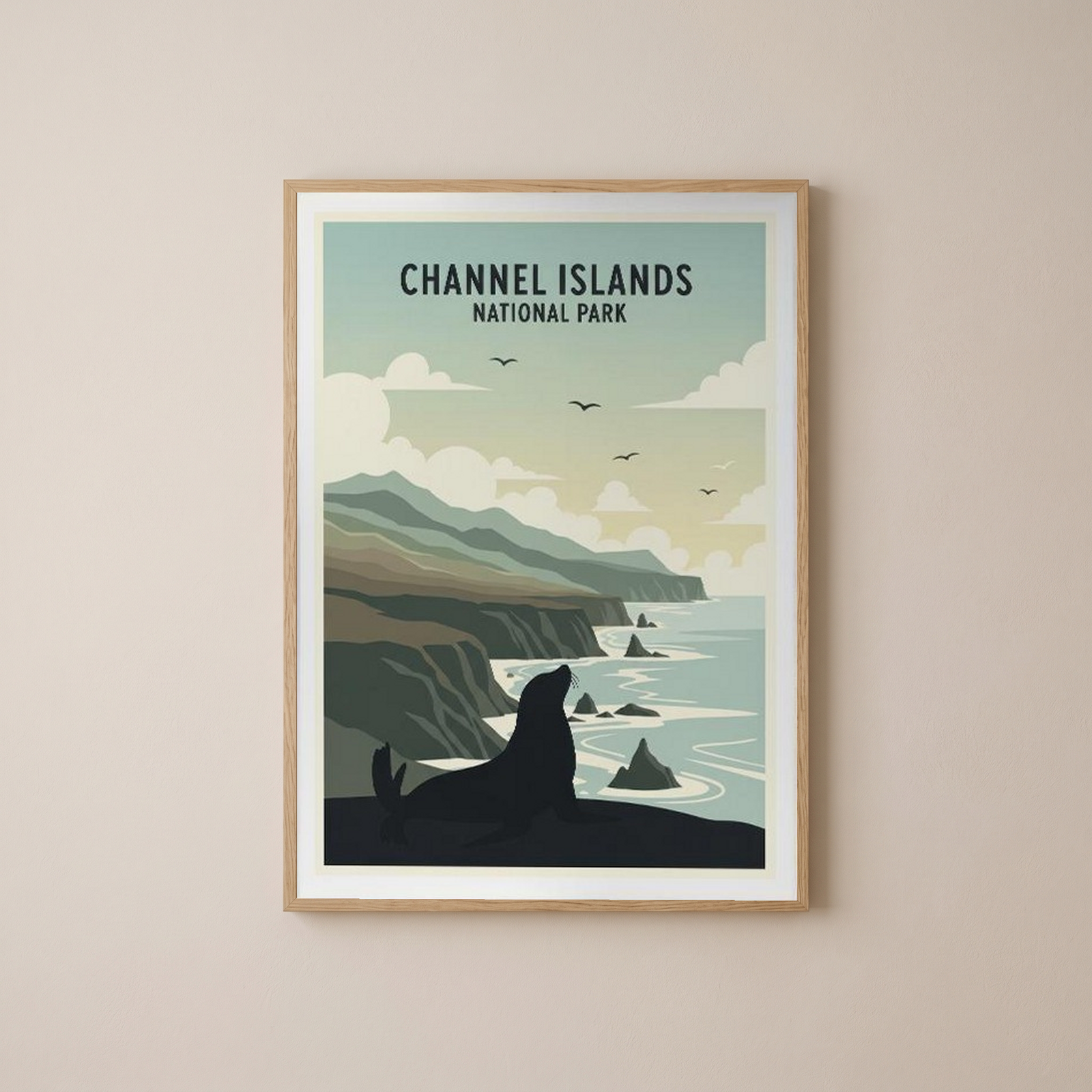 Channel Islands National Park Poster — Vintage California Sea Lion Coast Print