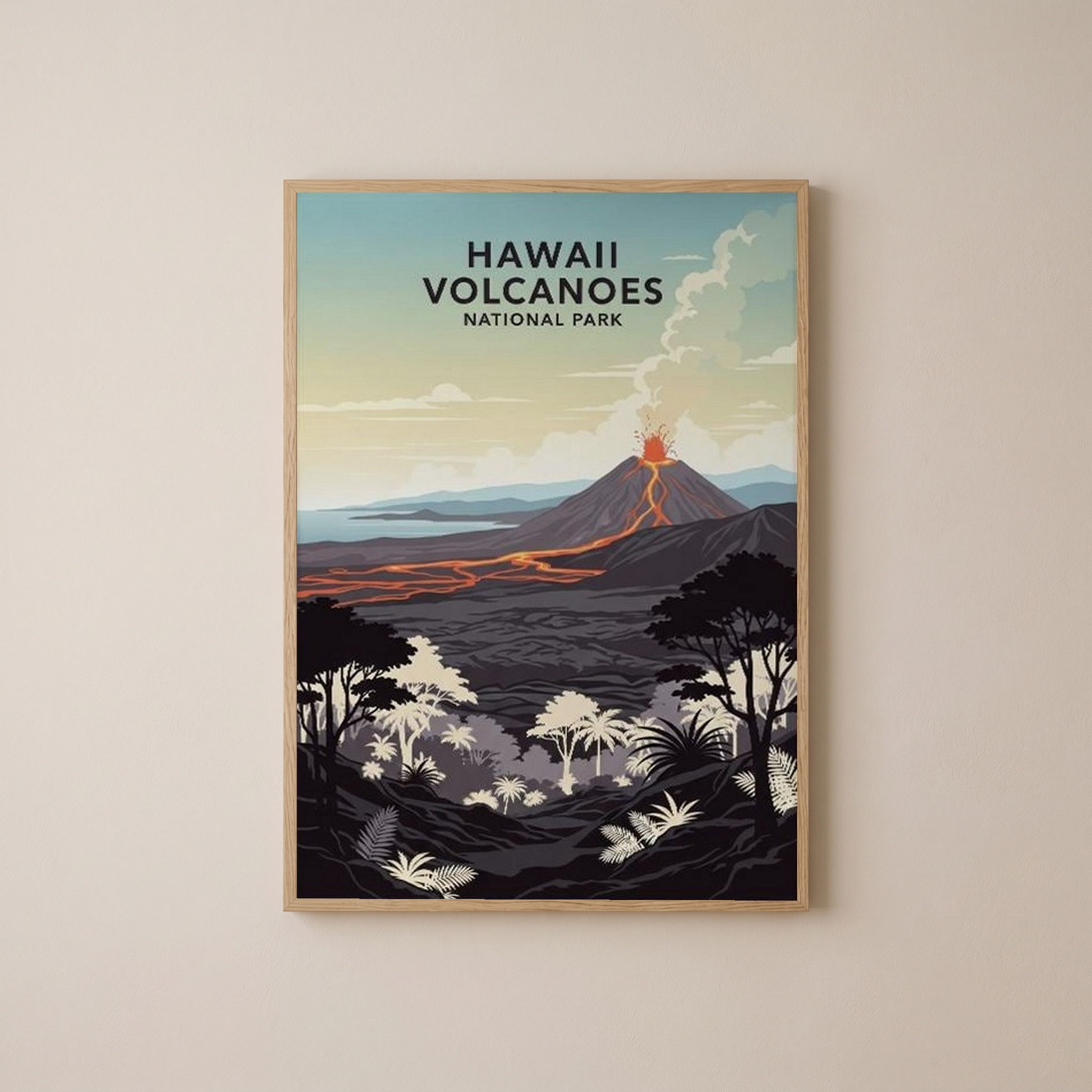 Hawaii Volcanoes National Park Poster — Vintage Kilauea Lava Tropical Print