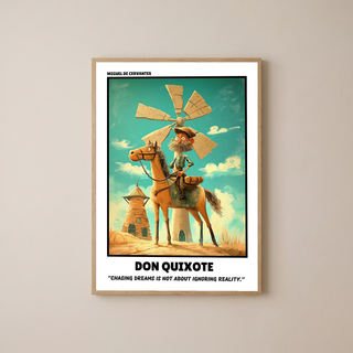 Don Quixote Poster - Chasing Dreams Literary Quote Wall Art Print