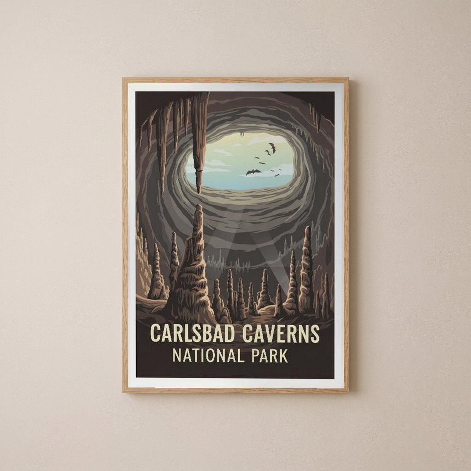 Carlsbad Caverns National Park Poster — Vintage New Mexico Bat Cave Print