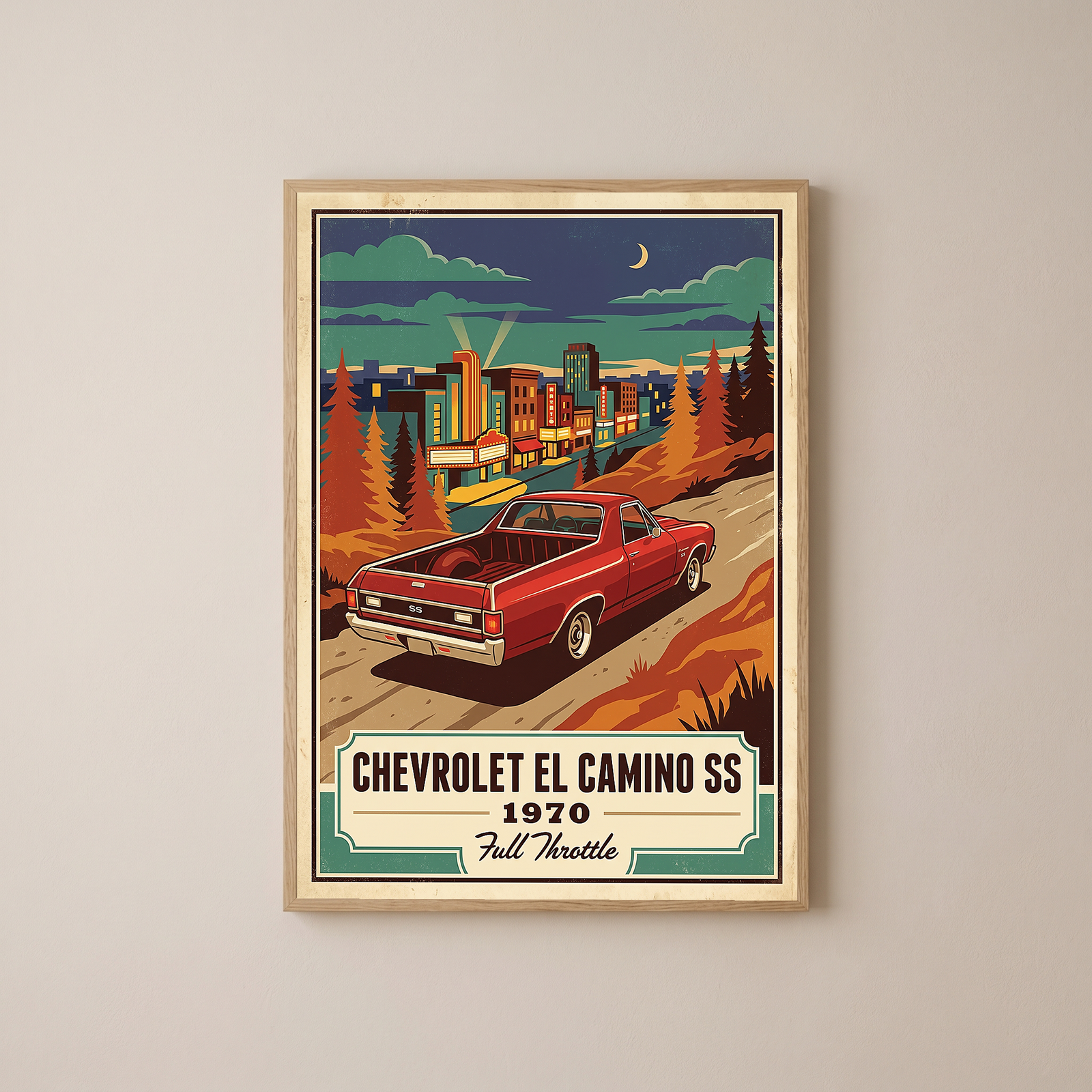 Chevrolet El Camino SS 1970 Poster — Vintage Muscle Truck Cinema Marquee Print