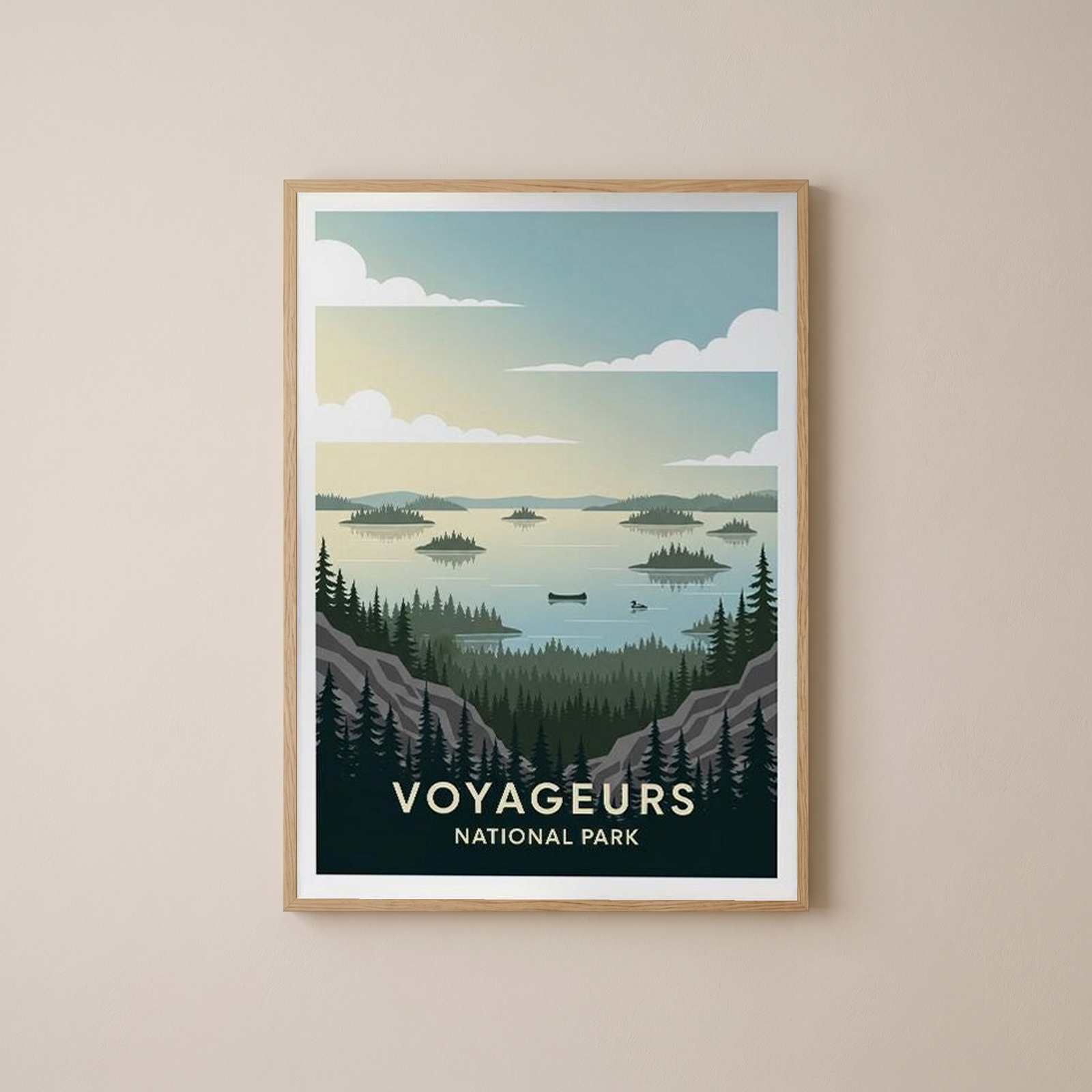 Voyageurs National Park Poster — Vintage Minnesota Canoe Lake Print