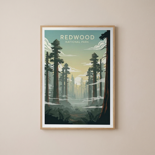 Redwood National Park Poster — Vintage California Towering Forest Print