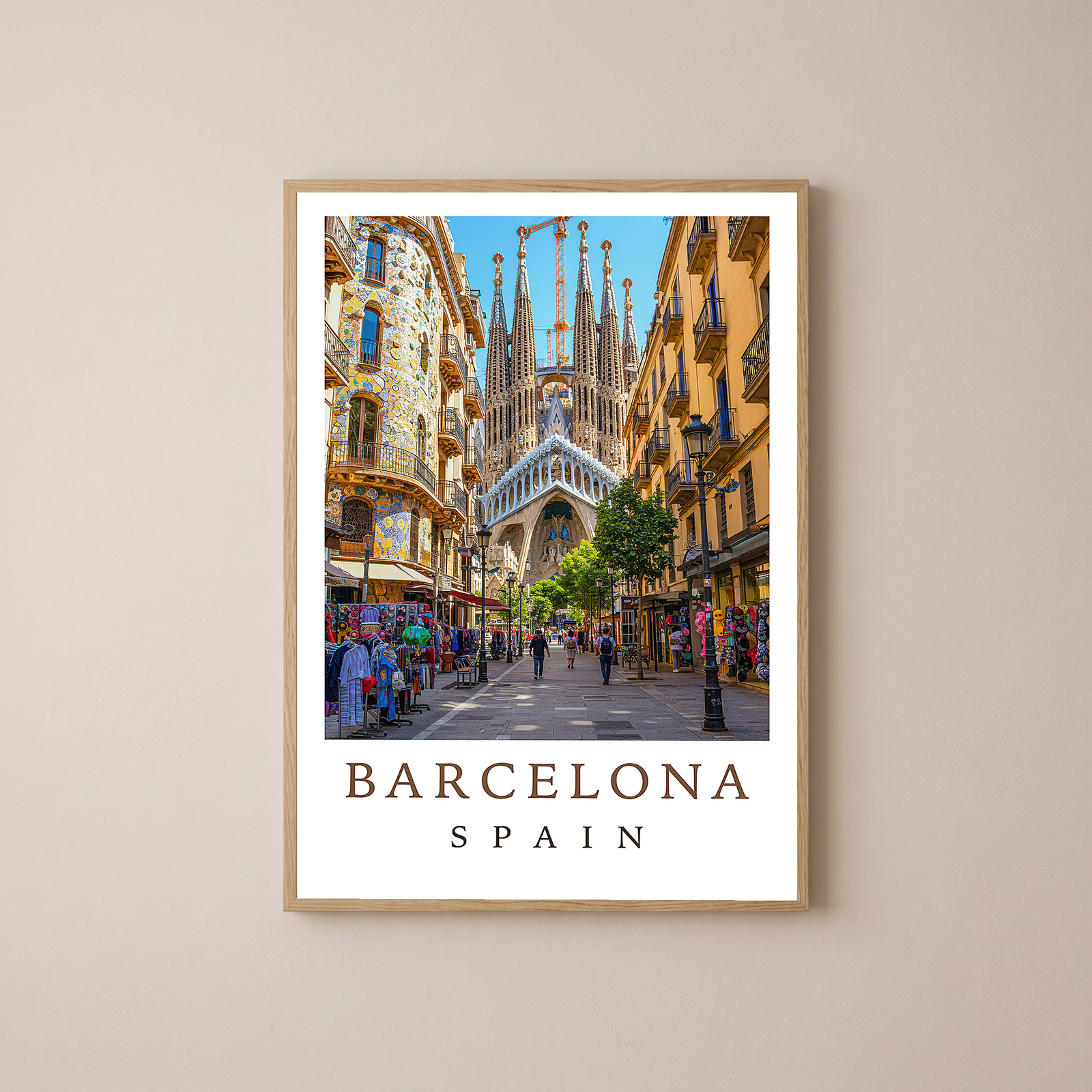 Barcelona Spain Travel Poster — Sagrada Familia Cityscape Print