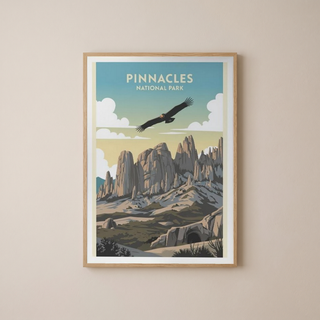 Pinnacles National Park Poster — Vintage California Condor Rock Spires Print