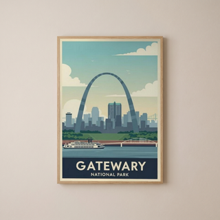 Gateway Arch National Park Poster — Vintage St. Louis Mississippi River Print