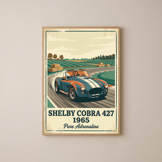 Shelby Cobra 427 1965 Poster — Vintage Race Track Roadster Print