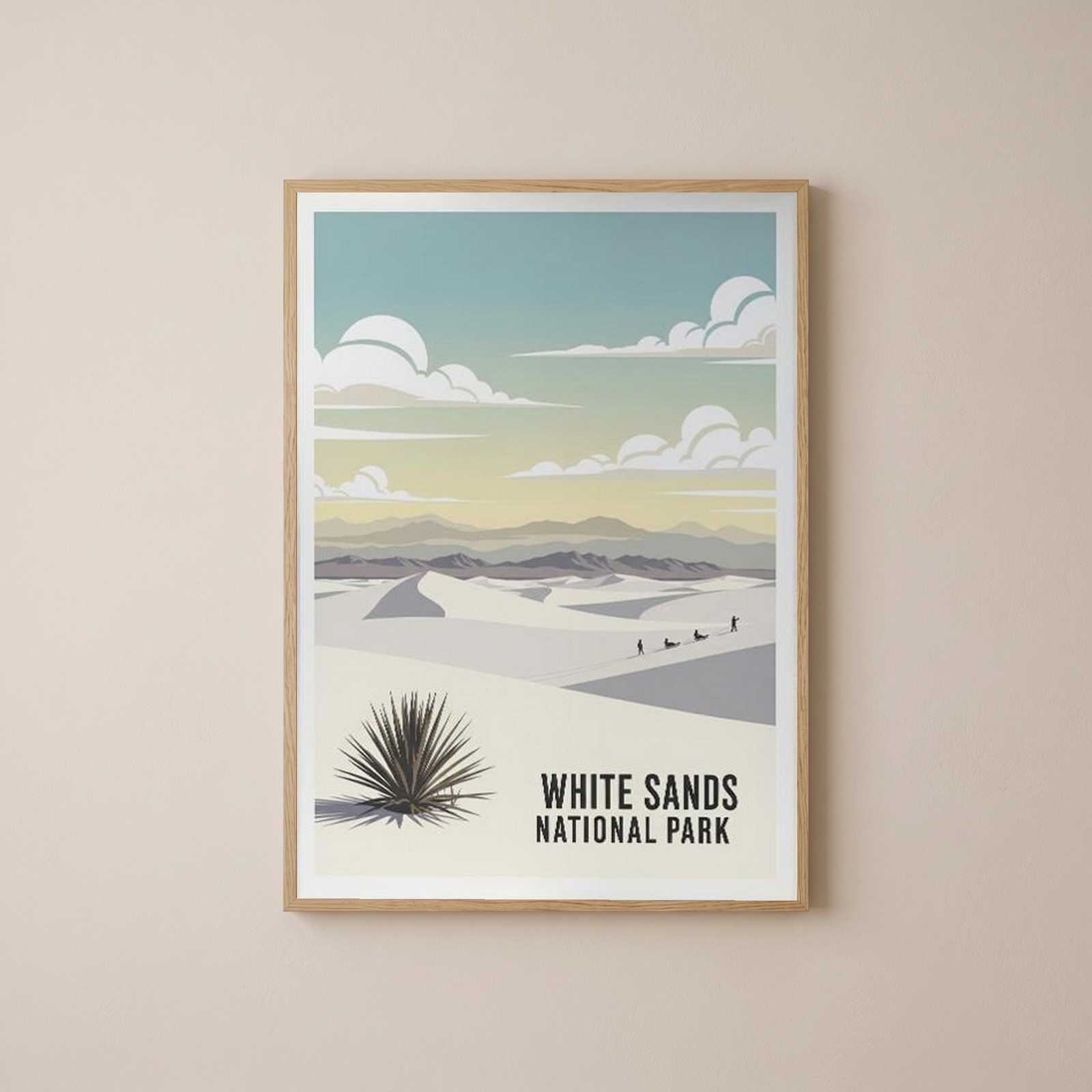 White Sands National Park Poster — Vintage New Mexico Gypsum Dunes Sledding Print