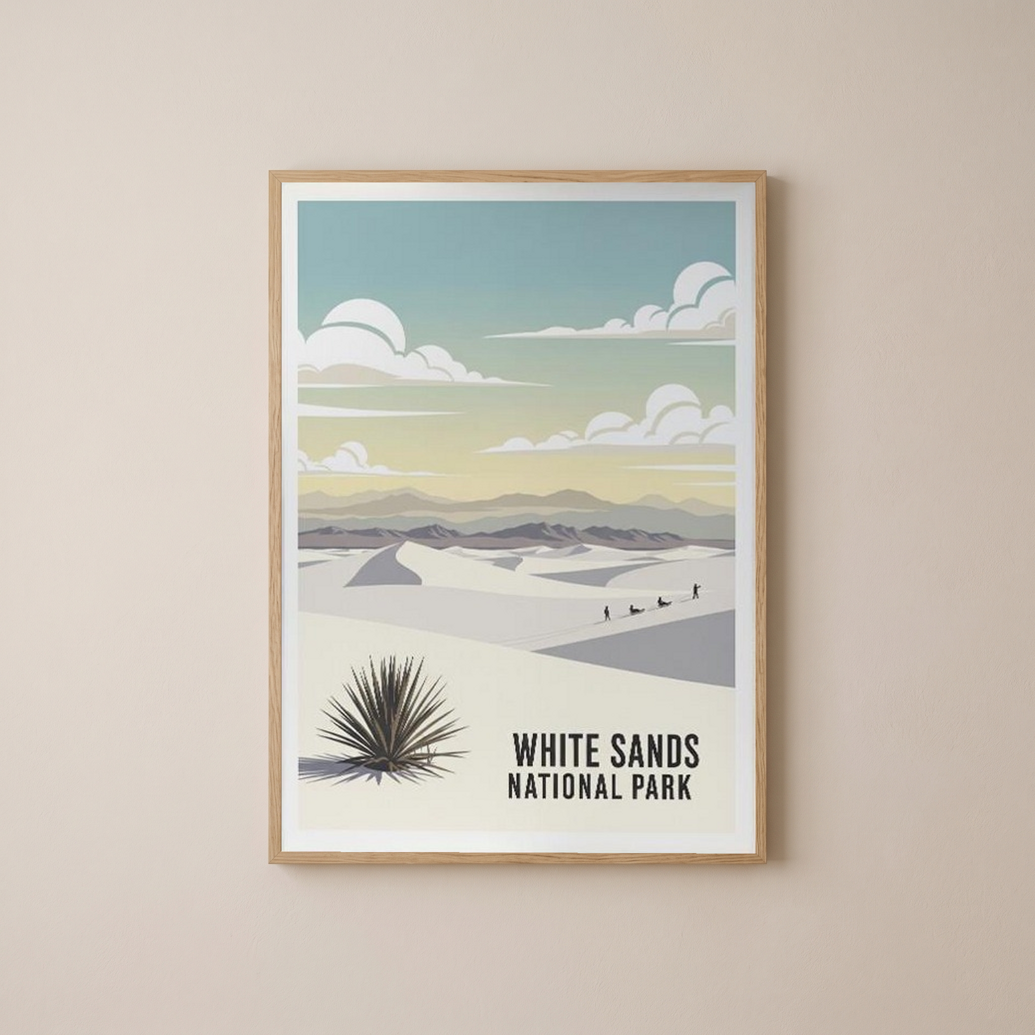 White Sands National Park Poster — Vintage New Mexico Gypsum Dunes Sledding Print