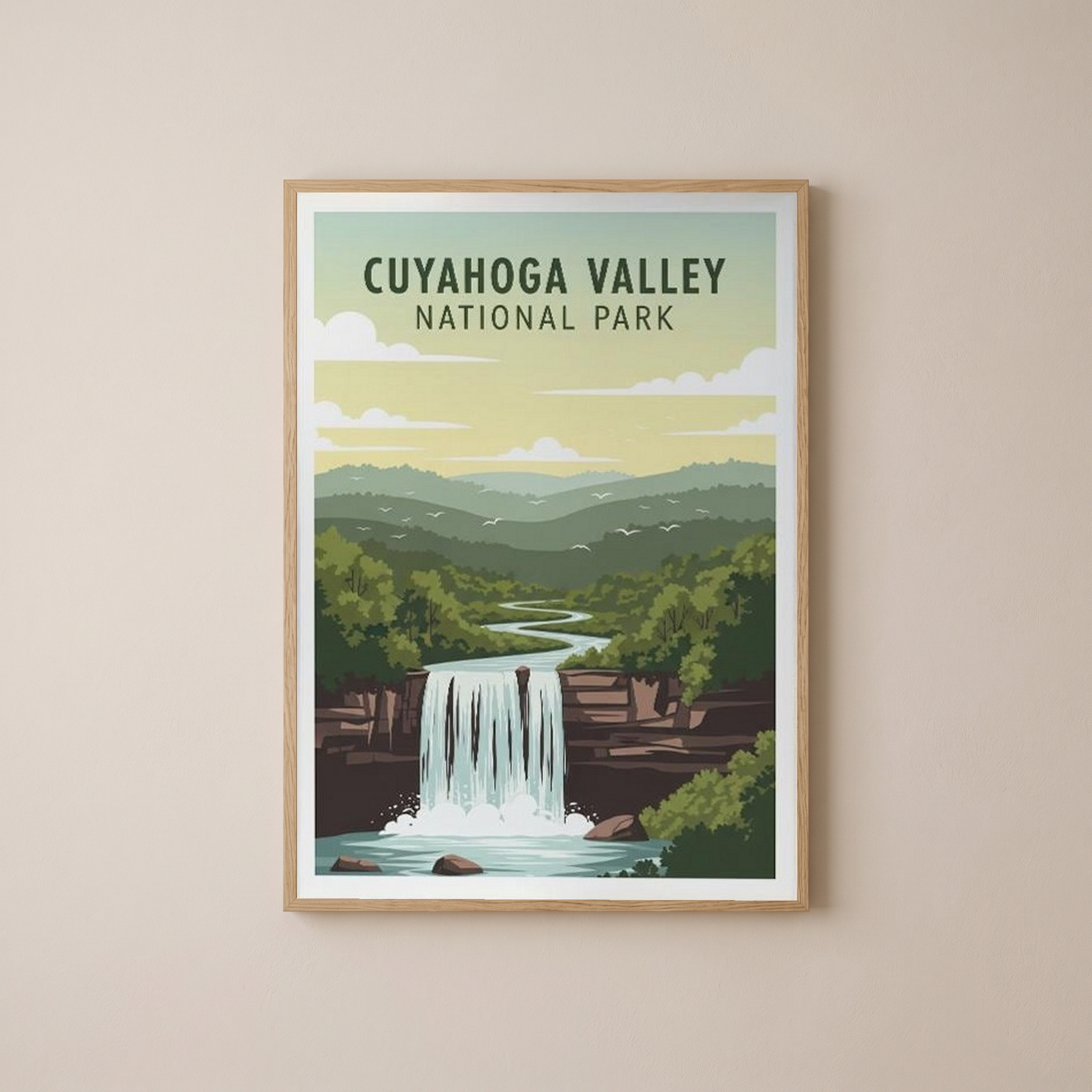 Cuyahoga Valley National Park Poster — Vintage Ohio Brandywine Falls Print